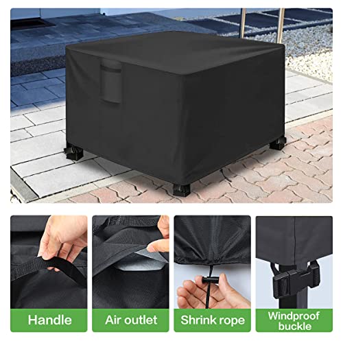 Gillevecara Fire Pit Cover Square 32 inch - Waterproof 600D Heavy Duty Square Patio Fire Pit Table Cover with PVC Coating, Air Vents, Anti-Crack, Fits for 30/31 / 32 inch Fire Pit - 32 x 32 x24 inch