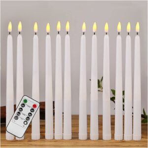 duduta white flameless taper candles with remote, flickering realistic led battery operated candlesticks set of 12