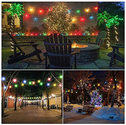 Afirst Colored Outdoor String Lights 25FT - 27 LED Bulbs Waterproof Shatterproof Multicolor Patio Lights Decorative Globe Christmas Lights for Holiday Party