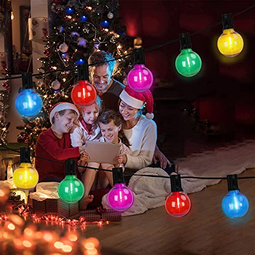 Afirst Colored Outdoor String Lights 25FT - 27 LED Bulbs Waterproof Shatterproof Multicolor Patio Lights Decorative Globe Christmas Lights for Holiday Party