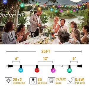 Afirst Colored Outdoor String Lights 25FT - 27 LED Bulbs Waterproof Shatterproof Multicolor Patio Lights Decorative Globe Christmas Lights for Holiday Party