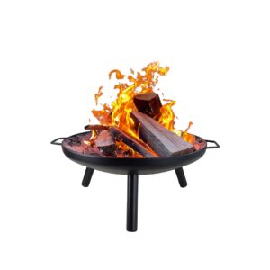 cuisiland wood burning fire pit: 24-inch outdoor patio fire pits bowl with 3 legs