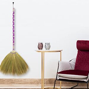 Sweeping Indoor L 40 inch, Asian Broom Thai Pattern Vintage,Witch Broom,Embroidery Woven Nylon Thread on The Whole Handle, Broom for Floor Cleaning,House, Kitchen, Office (Purple)