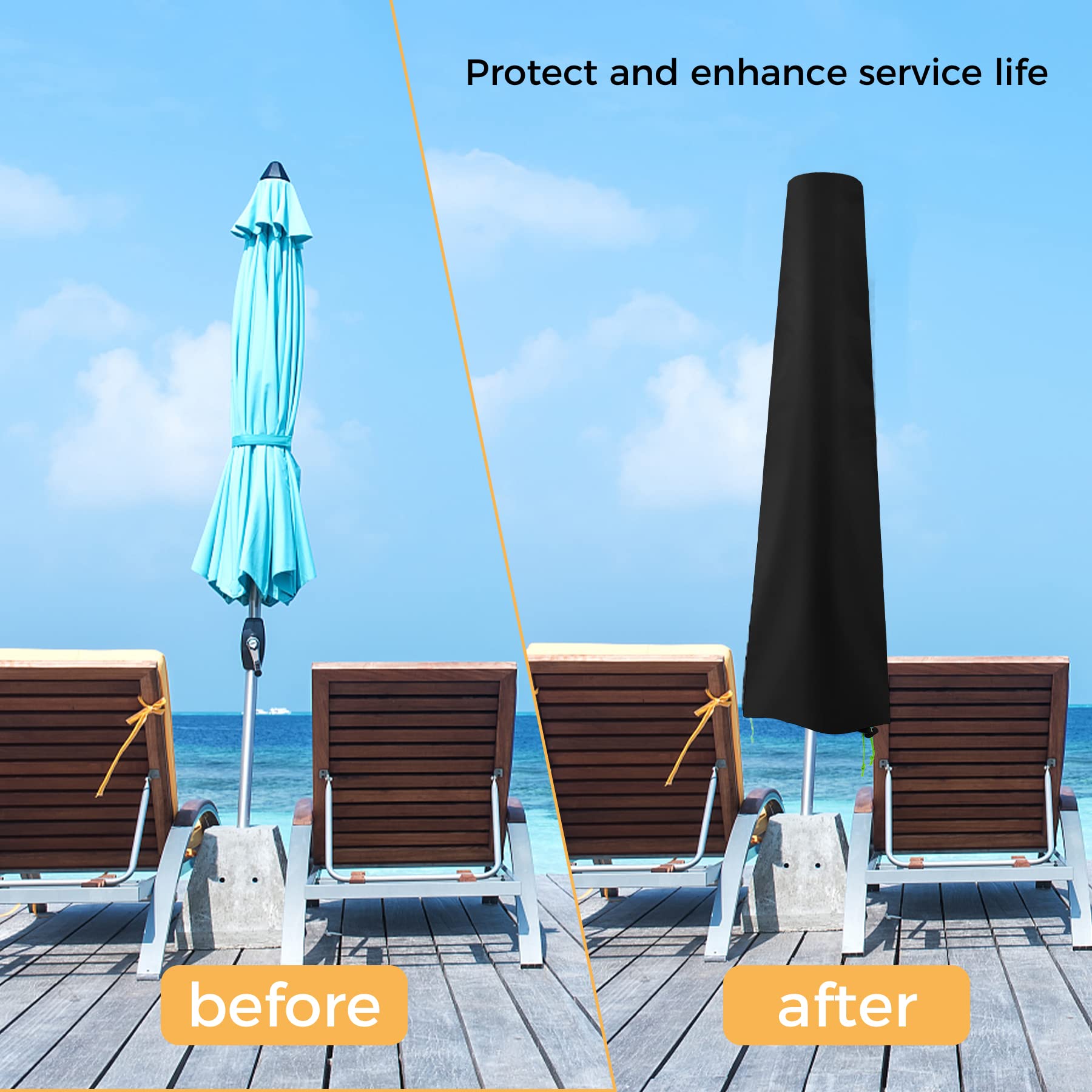 Patio Umbrella Cover - Waterproof Patio Parasol Covers with Zipper for 7ft to 11ft Outdoor Umbrellas