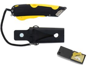veltec ez-2000 yellow safety box cutter knife & 81 count box of blades
