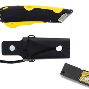 Veltec EZ-2000 YELLOW Safety Box Cutter Knife & 81 Count Box of Blades