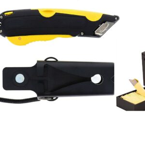 Veltec EZ-2000 YELLOW Safety Box Cutter Knife & 81 Count Box of Blades