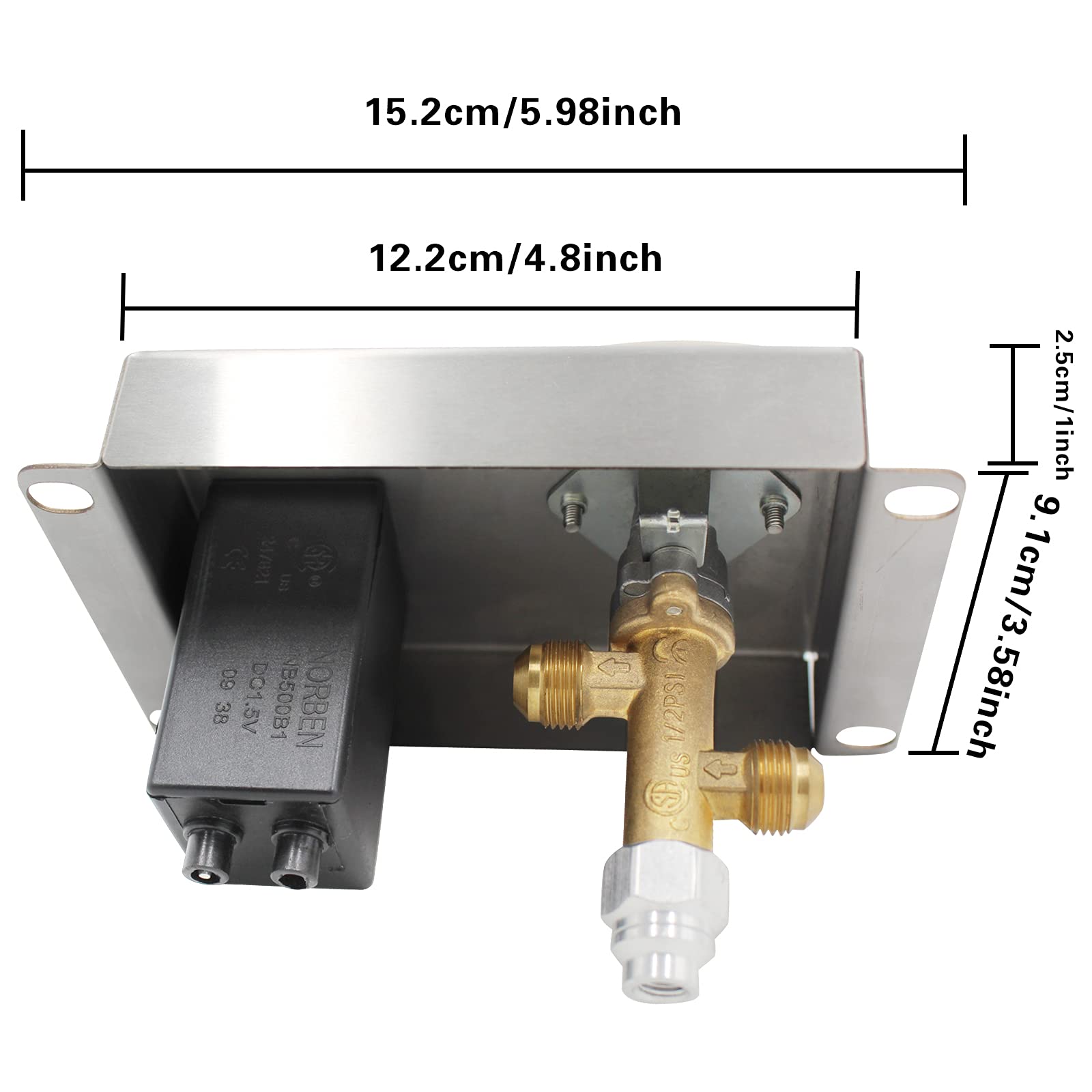 MOFLAME 5.98"x3.58" Inch Propane Gas Fire Pit Control Panel with Safety Flame Failure Valve and Thermocouple Ignition Knob Assembly Kit Max 50000BTU