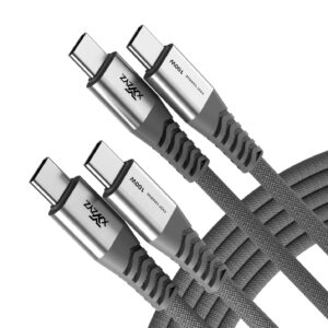 xyyzyz usb c to usb c cable [6.6 ft 2 pack ] 100w 5a pd qc type c fast charging cable nylon braided type c charging cord compatible with macbook pro, ipad pro, ipad air 4, galaxy -grey