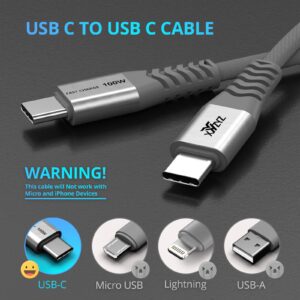 XYYZYZ USB C to USB C Cable [6.6 ft 2 Pack ] 100W 5A PD QC Type C Fast Charging Cable Nylon Braided Type C Charging Cord Compatible with MacBook Pro, iPad Pro, iPad Air 4, Galaxy -Grey