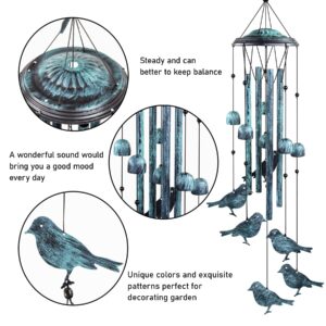 Monsiter QE Bird Wind Chimes for Outside, Outdoors with 4 Large Aluminum Tubes & S Hook - Clearance Hanging Decor for Garden, Patio, Backyard or Porch