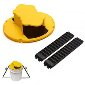 yujianlo, slide bucket lid mouse rat trap with ramp, flip auto reset multi catch for indoor outdoor, compatible 5 gallon bucket, mouse trap compatible, yellow