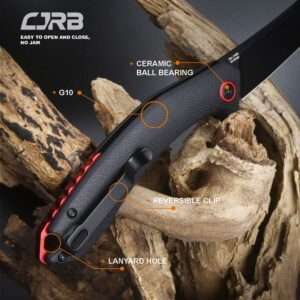 CJRB Tactical Knife, Small Folding Pocket Knife with AR-RPM9 Steel Blade and G10 Handle for Men Outdoor, Survival, Hunting, Camping Gobi(J1906B) Black