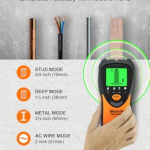 Mecurate Stud Finder Wall Scanner Sensor - 5 in 1 Electronic Stud with LCD Display & Audio Alarm for Wood AC Live Wire Metal Studs Detection Joist Pipe