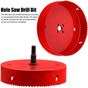 6-1/8 Inch Hole Saw for Wood, Bi-Metal Hole Drill Bit with Hex Shank, 155mm HSS Hole Cutter for Cutting Soft Metal, Iron, Aluminium, Wood, Drywall, Pipe, Plastic, Fibreboard, Red