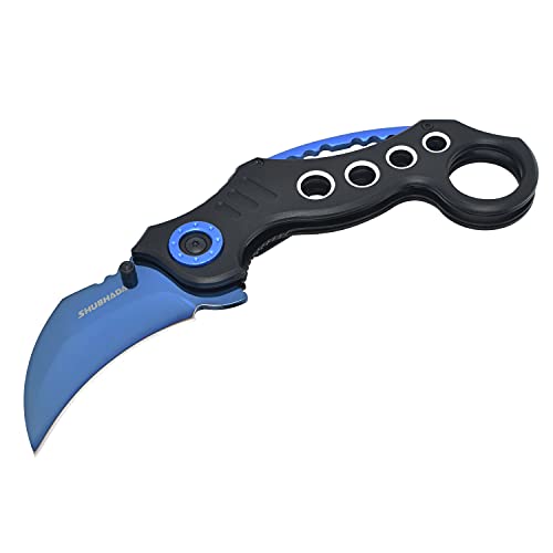 SHUBHADA Gift for Father,Hunting Sharp Raptor Claw Knife,Spring Assisted Folding Pocket Knives(Blue)