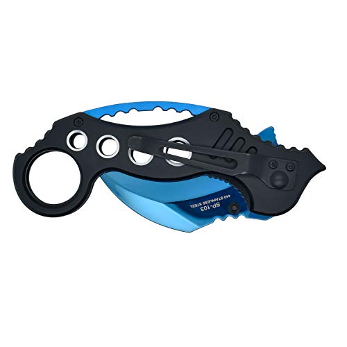 SHUBHADA Gift for Father,Hunting Sharp Raptor Claw Knife,Spring Assisted Folding Pocket Knives(Blue)