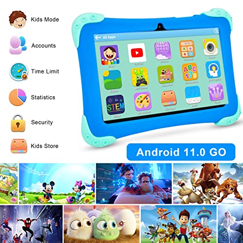 Fivahiva Kids Tablet 7 inch Tablet for Kids 2-12 Android 11 Go Quad-core 2GB+32GB Dual Camera Parental Control Pre-Installed iWawa Learning Game Software Toddler Tablet with Drop-Proof Case