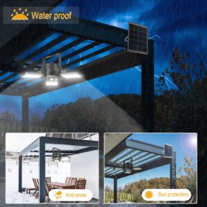 Solar Pendant Lights Outdoor Indoor with Remote, 800LM 192LED Dual Head Solar Shed Light Motion Sensor 120°Adjustable, 4 Lighting Modes for Garage Patio Barn Gazebo IP65 Waterproof