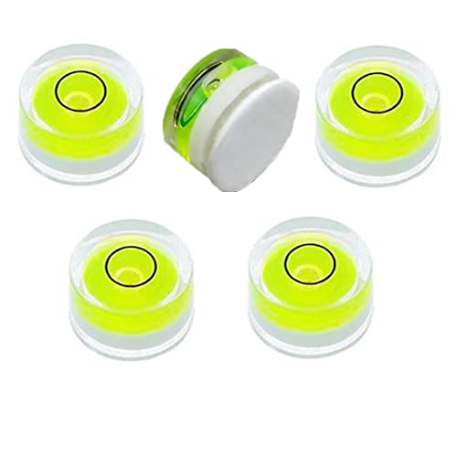 5Pcs Small Circular Double Sided Adhesive Bubble Spirit Levels for Work shop, Speakers, Phonograph, Tripod, Turntable, Automount Telescope, Drill, Etc. (25x10mm)