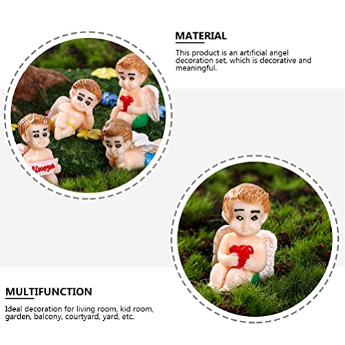 Yardwe 4pcs Cupid Couple Wedding Table Decor House Ornaments Cupid Miniature Statue Cupid Sculpture Cupid Garden Loves Cupid Figurines Tabletop Fairy Statue Resin Makeup Number Lovers