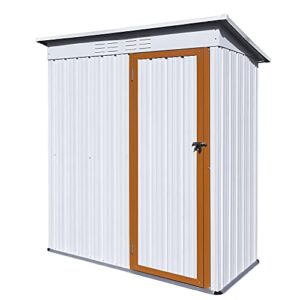 gagihoom outdoor garden storage shed,5.1 x 2.6 ft metal shed storage house with doors lock for patio yard(base not included) white