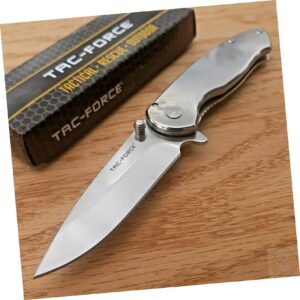 framelock stainless steel open folding pocket knife 2.62" blade stainless handle outdoor survival hunting knife for camping by survival steel