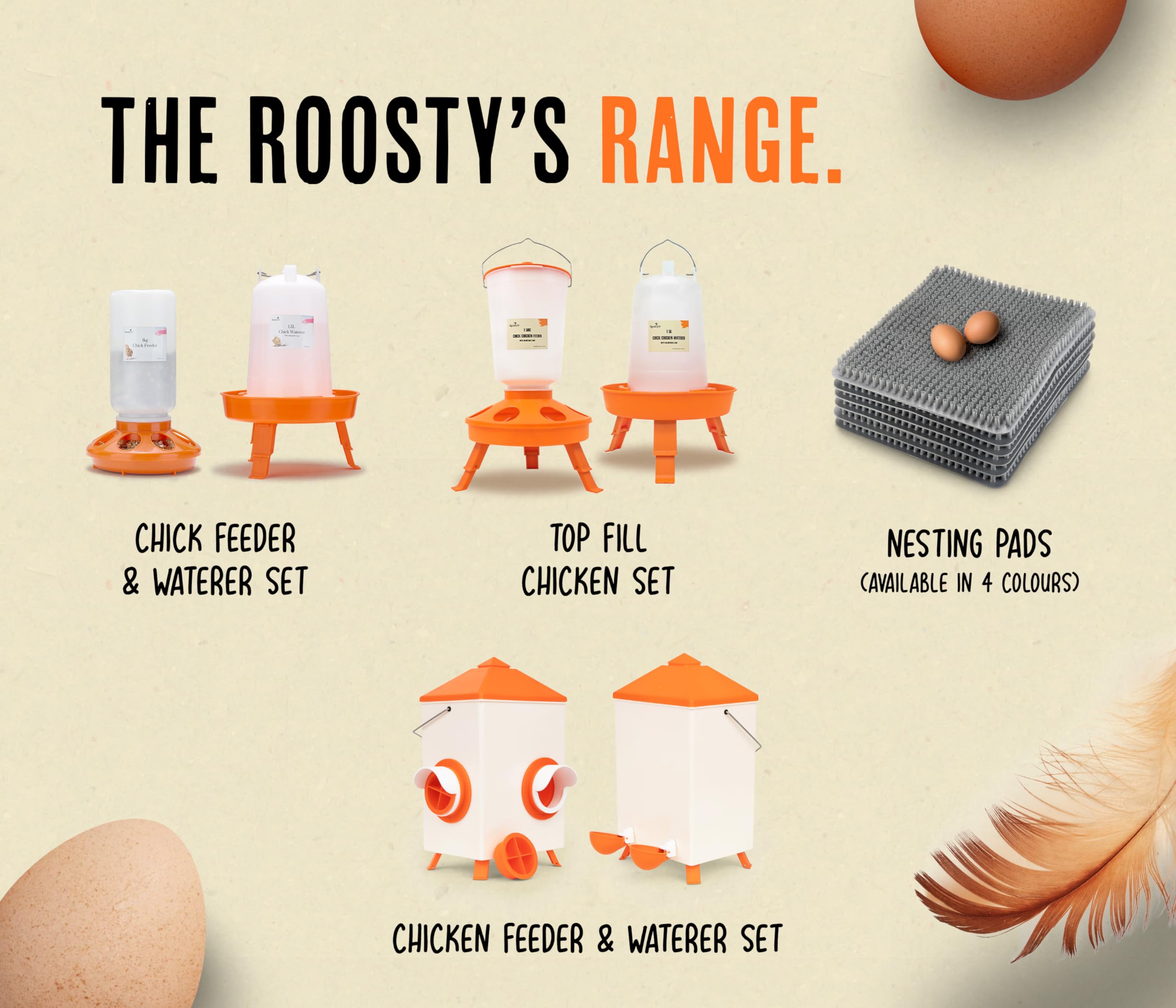 Roosty's Chick Feeder and Waterer Kit - 1L Chick Feeder and 1.5L Chick Waterer | Chicken Feeder and Hanging Chicken Waterer | Duck Feeder, Quail Feeder, Chicken Starter Kit | Baby Chicken Supplies