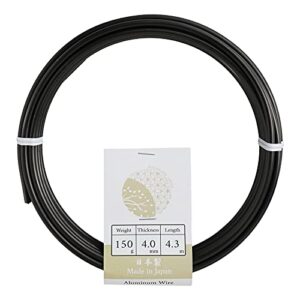 Wazakura Anodized Aluminum Bonsai Wire Kit 2 Sizes (4.0mm + 5.0mm) Made in Japan, 2 Roll Bonsai Training Wire Starter Set - 4.0mm & 5.0mm, Black