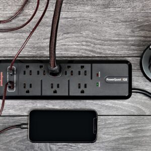 AudioQuest PowerQuest G8 – 8-Outlet Surge Protector with USB-A and USB-C Charging Ports - Perfect for TV, AV Receiver, Xbox, Playstation, Soundbar, Computer, and Home Office