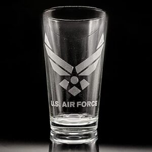 us air force engraved pint beer glass | great patriotic military veteran usaf drinking gift idea!