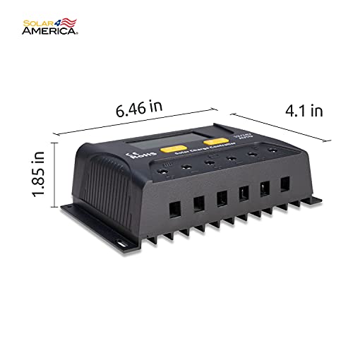 Solar4America 10A 20A 30A PWM Solar Charge Controller 12V/24V Automatic, with LCD Display, for Solar Wind Power Generator System (30A)