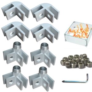 DIY Glass Flame Wind Guard Kit, 8pcs Flame Wind Fire Pit Flame Guard Parts Glass Corner Hardware Connector for Thickness 5/16 inch Glass Aluminum Alloy Non-Slip Bases for Square Glass Wind Guard