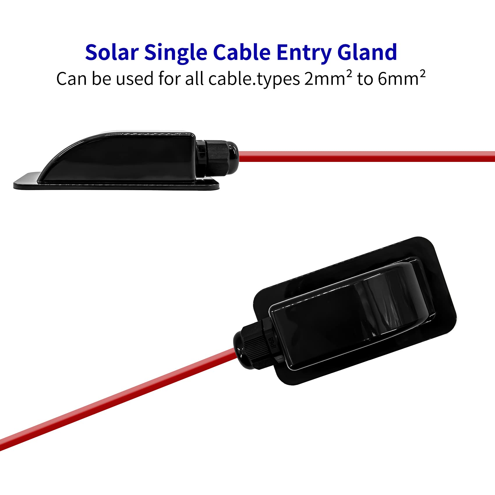 Zayin ABS Single Solar-Cable-Entry-Gland-Housing Cable Entry Plate 3mm to 12mm Solar Single Cable Entry Gland Box for RV roof Waterproof,Boats,Yacht,Roofs（Black）