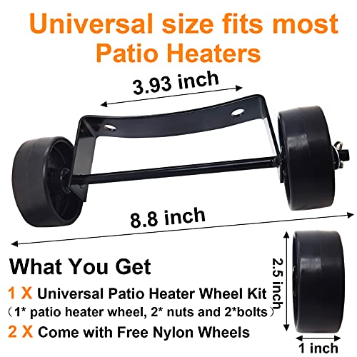 Universal Patio Heater Wheel Kit- Propane Gas Patio Heater Wheels Replacement Universal Movable Wheel Patio Heater Parts Outdoor Umbrella Gas Heater Wheel Kit Gas Liquefied Gas Patio Heater Pulley