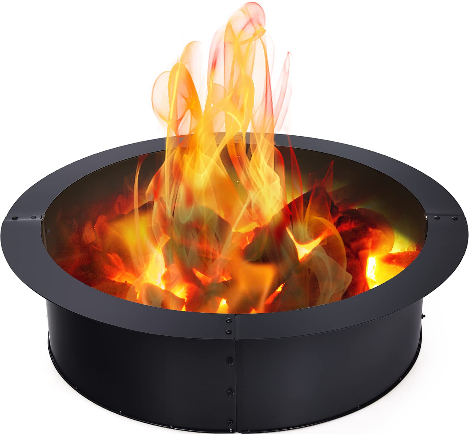 ARLIME Fire Pit Ring 36 Inch Outer, 30 Inch Inner Diameter, Heavy Duty Thick Solid Steel Fire Pit Liner, DIY Fire Ring Insert Above or In-Ground, Fire Rings for Outdoors, Backyard