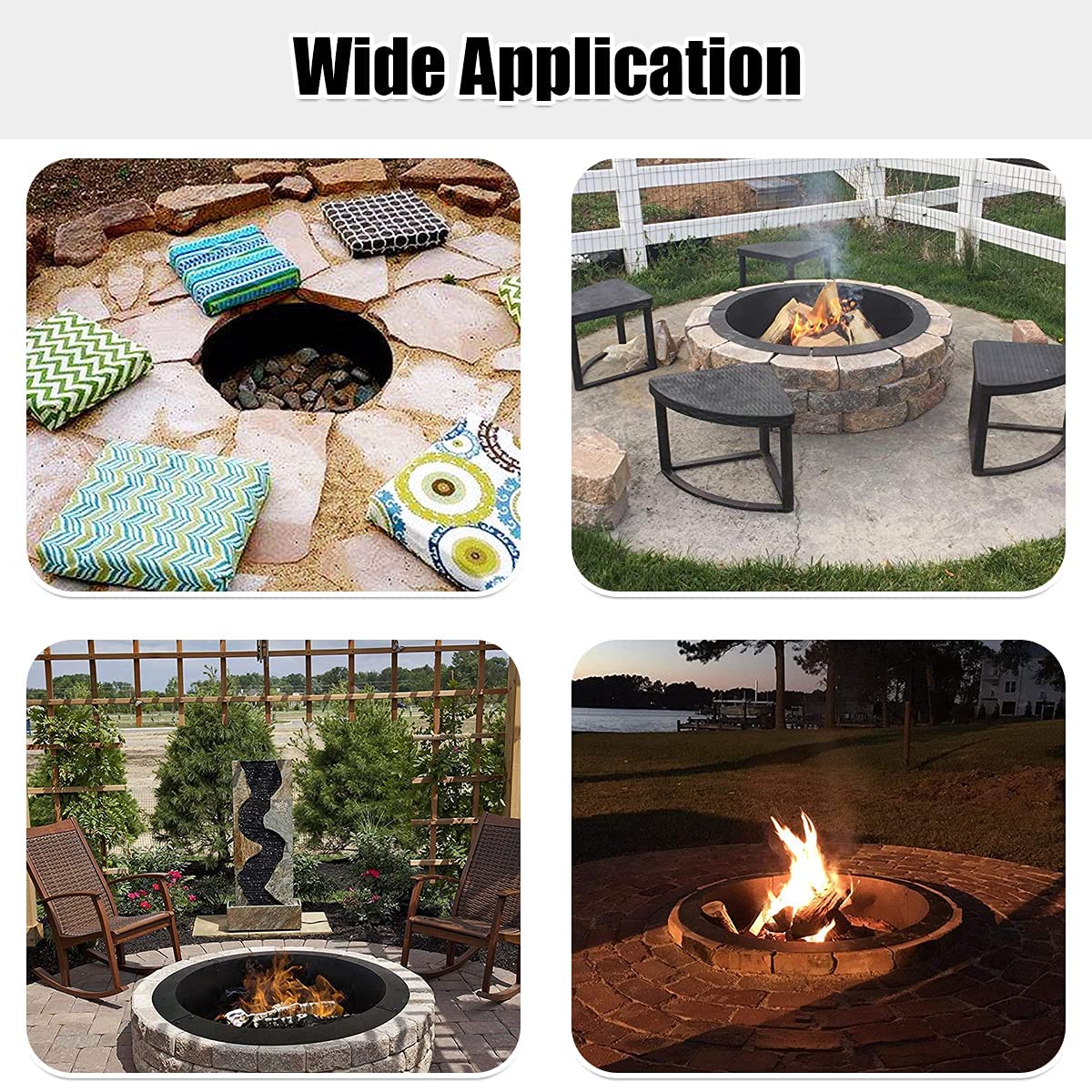 ARLIME Fire Pit Ring 36 Inch Outer, 30 Inch Inner Diameter, Heavy Duty Thick Solid Steel Fire Pit Liner, DIY Fire Ring Insert Above or In-Ground, Fire Rings for Outdoors, Backyard