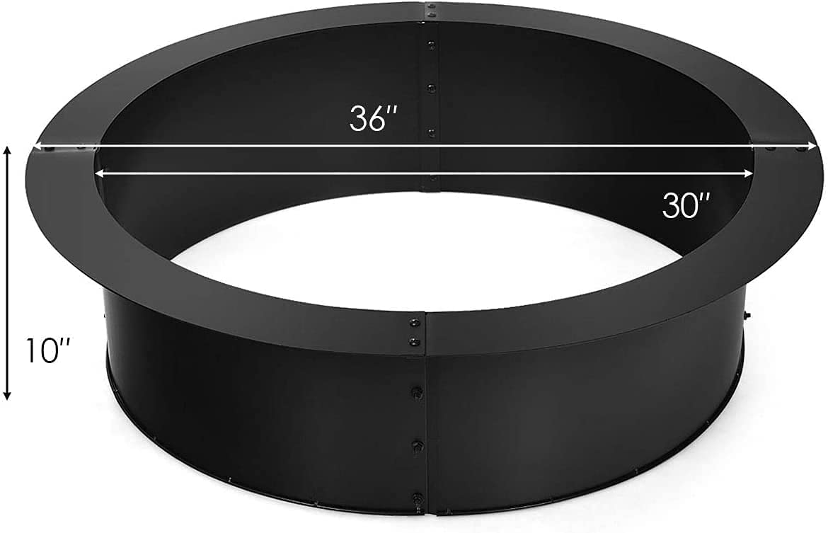 ARLIME Fire Pit Ring 36 Inch Outer, 30 Inch Inner Diameter, Heavy Duty Thick Solid Steel Fire Pit Liner, DIY Fire Ring Insert Above or In-Ground, Fire Rings for Outdoors, Backyard