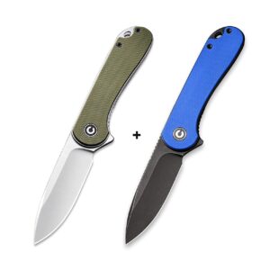 civivi elementum green g10 handle bundled with new blue g10 handle version, great edc folding knife companion