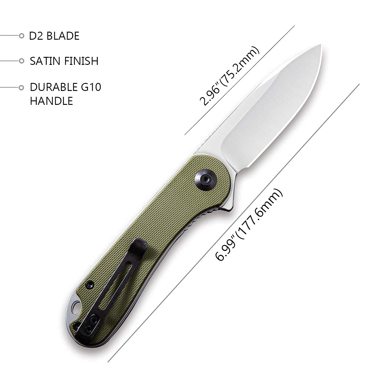 CIVIVI Elementum Green G10 Handle Bundled with New Blue G10 Handle Version, Great EDC folding Knife Companion