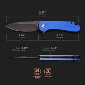 CIVIVI Elementum Green G10 Handle Bundled with New Blue G10 Handle Version, Great EDC folding Knife Companion