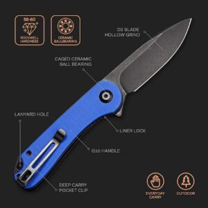 CIVIVI Elementum Green G10 Handle Bundled with New Blue G10 Handle Version, Great EDC folding Knife Companion