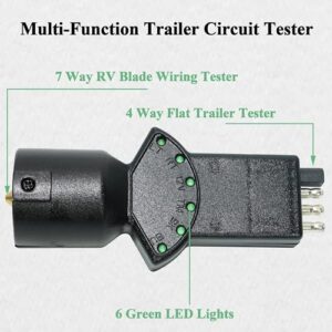 Oyviny 7 Way Blade & 4 Pin Trailer Light Circuit Tester with LED Indicators 6 Function Light Tester for RV Truck Trailer Socket Tester