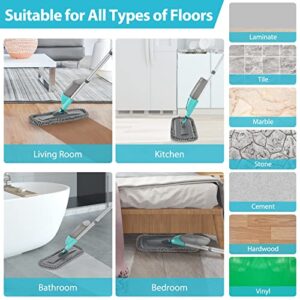 Mops for Floor Cleaning, Tsmine Spray Mop Microfiber Floor Mop Dust Mop Dry Wet Mop Kitchen Household Cleaning Tools with 8 Washable Microfiber Pads Home Commercial Use for Hardwood Laminate Ceramic