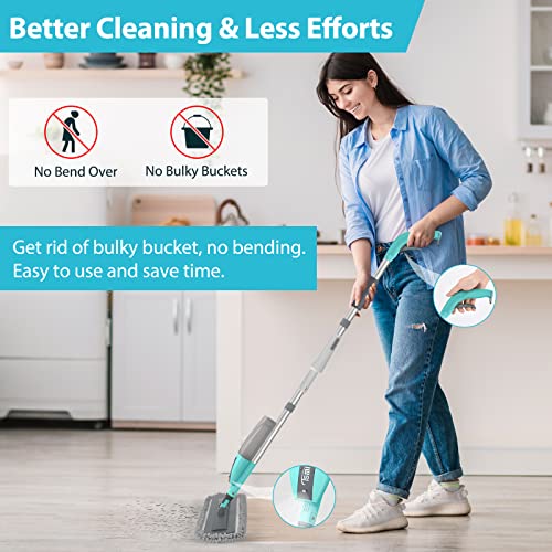 Mops for Floor Cleaning, Tsmine Spray Mop Microfiber Floor Mop Dust Mop Dry Wet Mop Kitchen Household Cleaning Tools with 8 Washable Microfiber Pads Home Commercial Use for Hardwood Laminate Ceramic