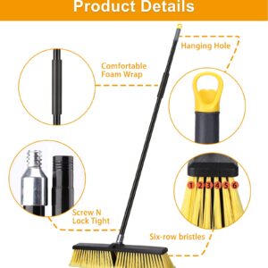 KeFanta 18 Inches Push Broom Outdoor- Heavy Duty Broom with 63" Long Handle for Deck Driveway Garage Yard Patio Warehouse Concrete Floor Cleaning