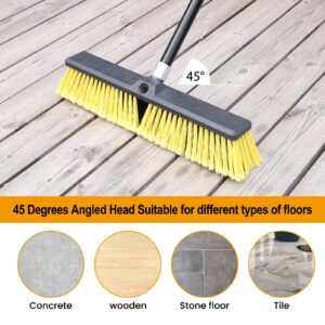 KeFanta 18 Inches Push Broom Outdoor- Heavy Duty Broom with 63" Long Handle for Deck Driveway Garage Yard Patio Warehouse Concrete Floor Cleaning