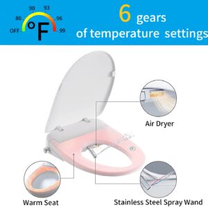 R&T Elongated Smart Bidet Seat with Air Dryer Warm Water Heated Toilet Seat Remote Control | Stainless Steel Spray Nozzle | White Nightlight | Deodorizer (V3200)