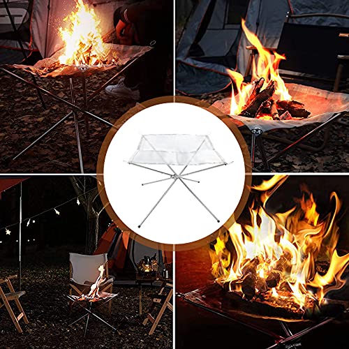 JellyRattbit 22inch Portable Fire Pit Outdoor for Camping, Folding Steel Mesh Fireplace with Carry Bag for Outdoor Hiking Camping Survival BBQ Picnic