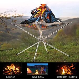 JellyRattbit 22inch Portable Fire Pit Outdoor for Camping, Folding Steel Mesh Fireplace with Carry Bag for Outdoor Hiking Camping Survival BBQ Picnic